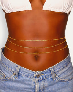 3 gold african waist beads for women