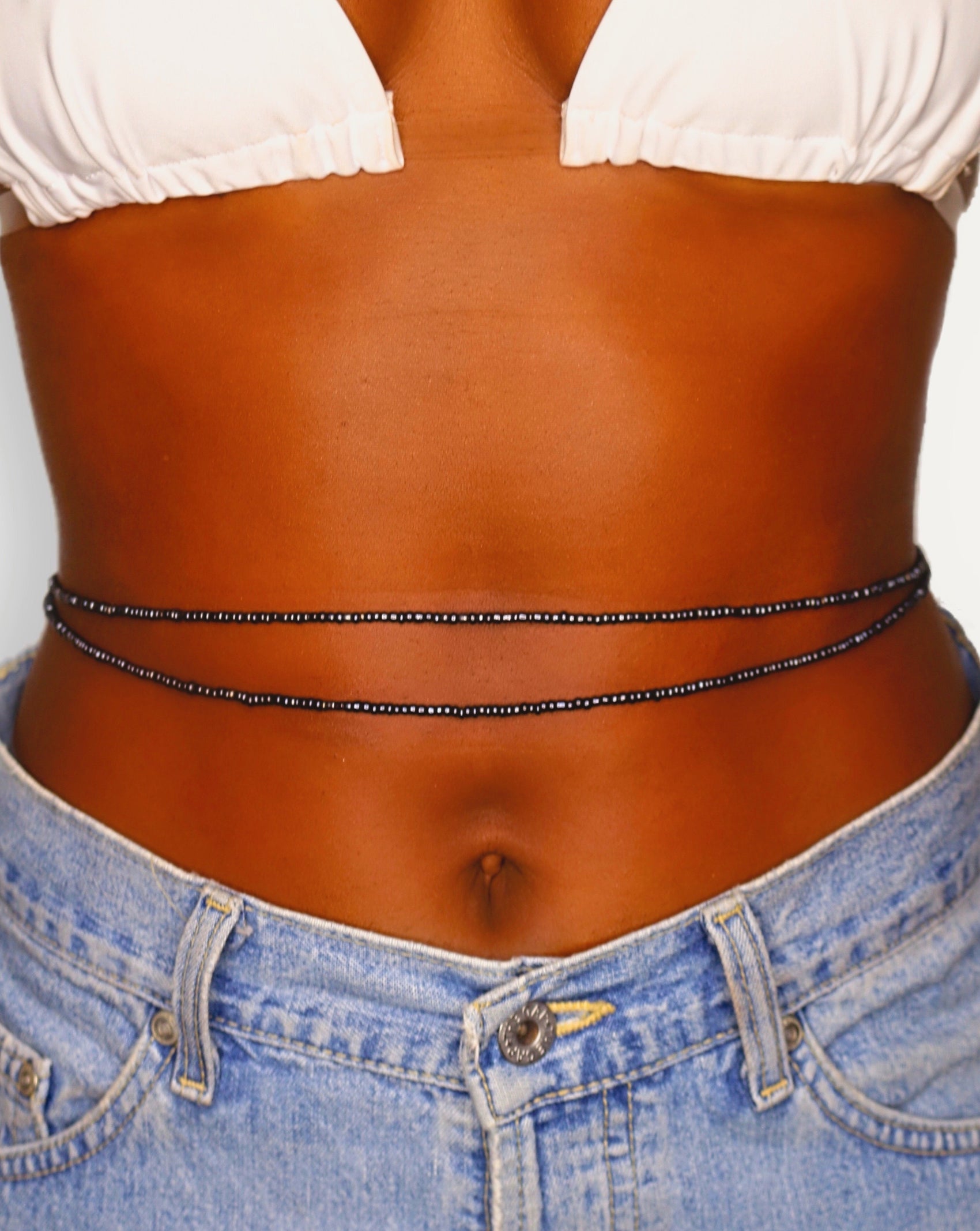 2 women's black waist beads