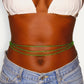 women's green waist beads triple
