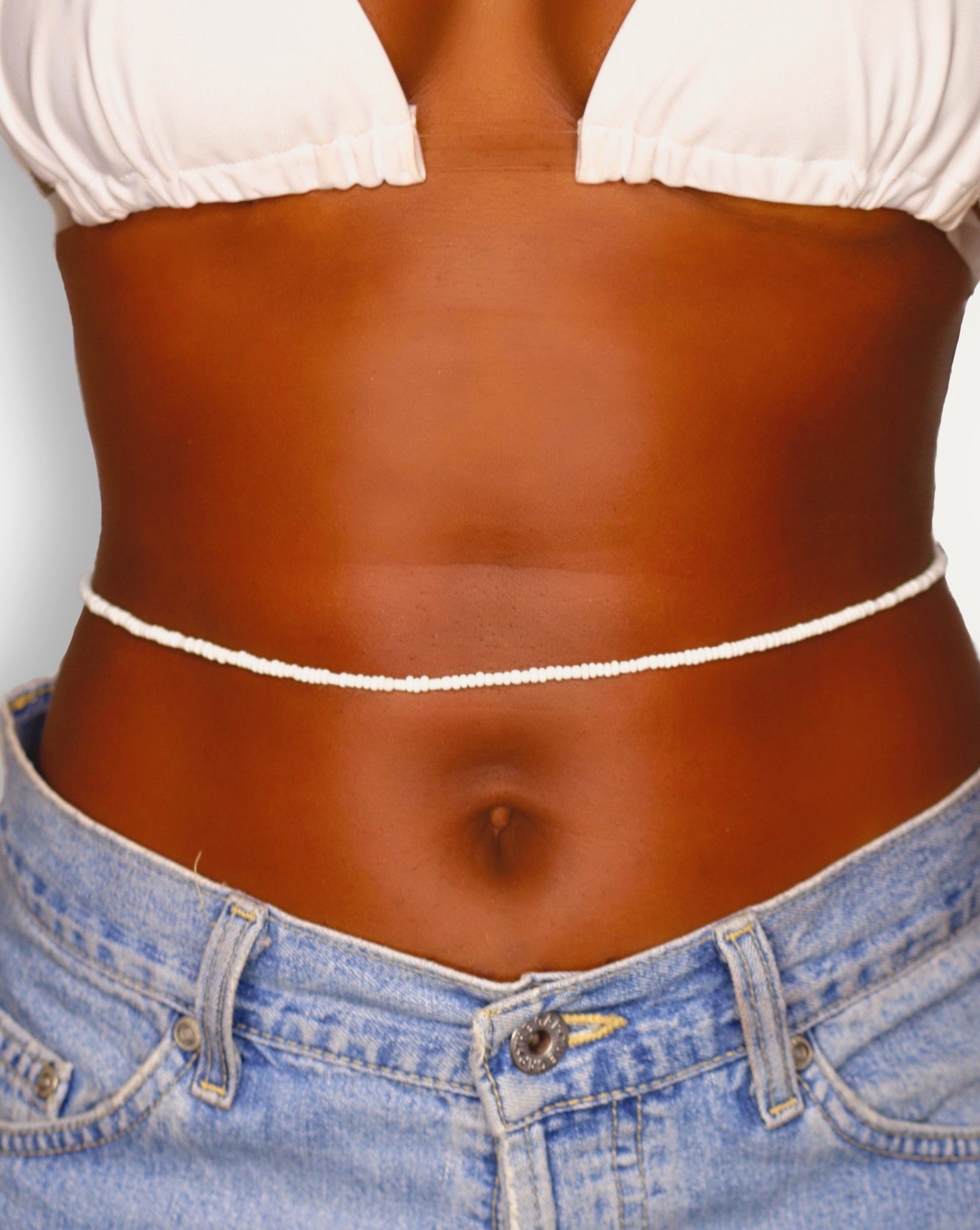women's waist beads white